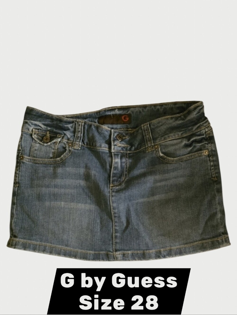 G by Guess Skirt Women's Size 6 Size 28 Blue Denim Mini Skirt Button Rear Pocket